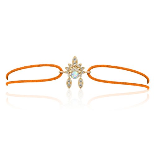 Bracelet Shamane opale diamants cordon orange