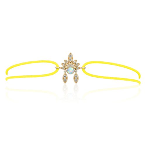 Bracelet Shamane opale diamants cordon jaune