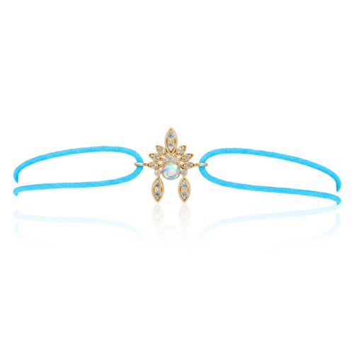 Bracelet Shamane opale diamants cordon turquoise