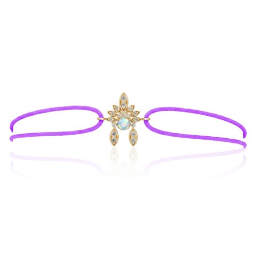 Bracelet Shamane opale diamants cordon lilas