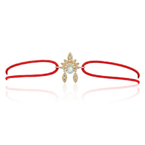 Bracelet Shamane opale diamants cordon rouge