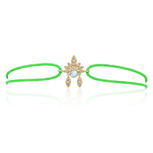 Bracelet Shamane opale diamants cordon vert